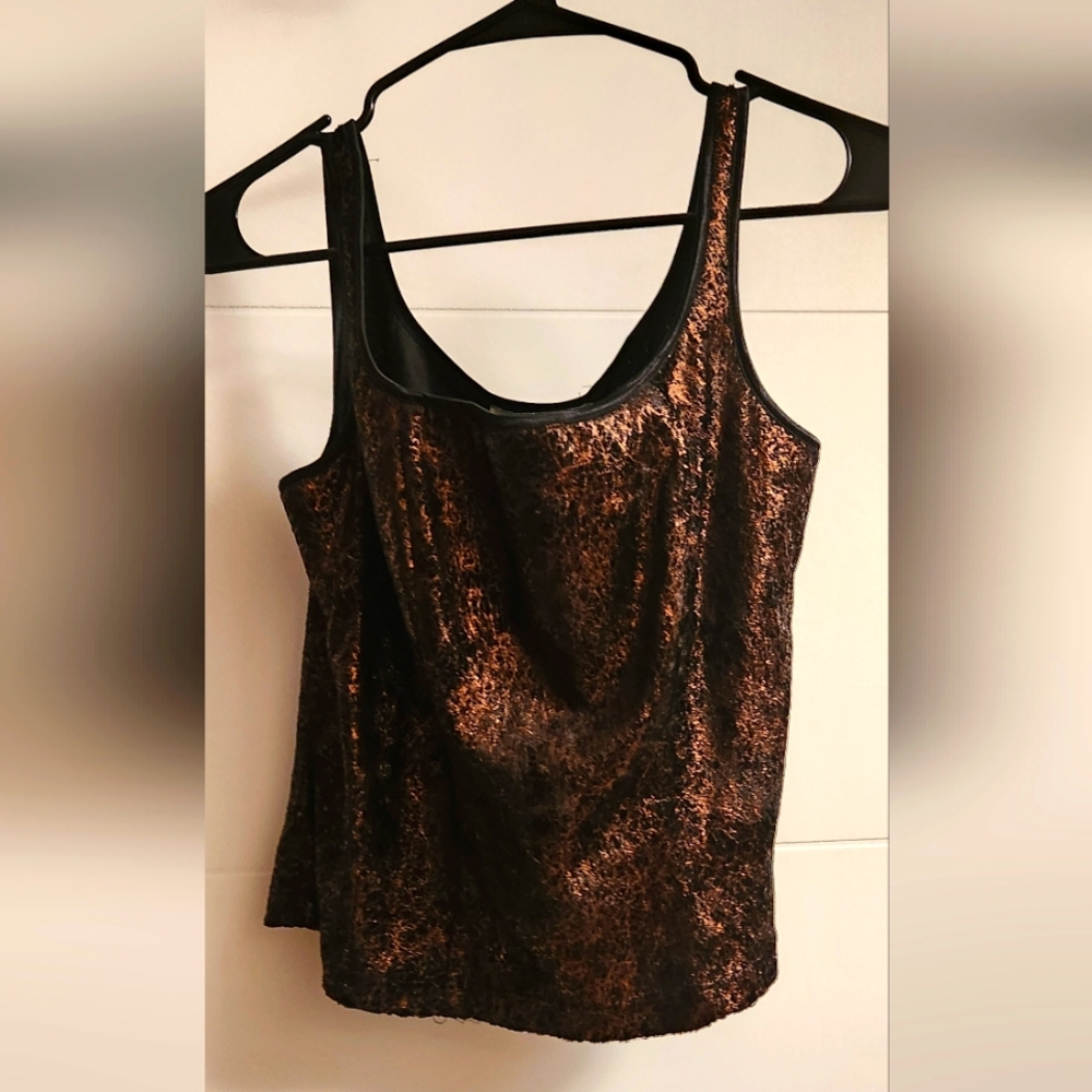 Joseph Ribkoff Sequin Fitted Tank Top Brown Black